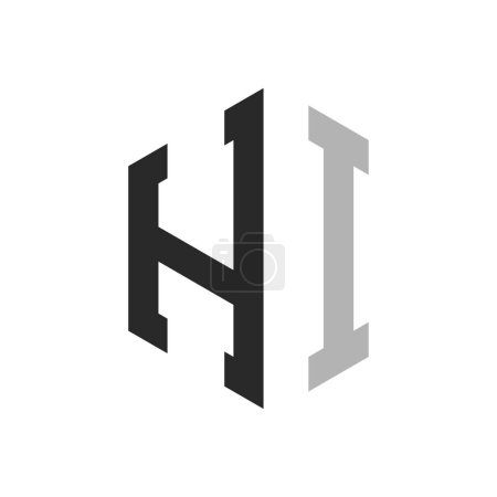 Moderno Único Hexágono Carta HI Logo Design Template. Elegante inicial HI Carta Logo Concepto