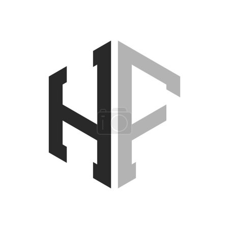 Modèle unique moderne de conception de logo HF de lettre hexagonale. Élégant concept initial de logo de lettre HF