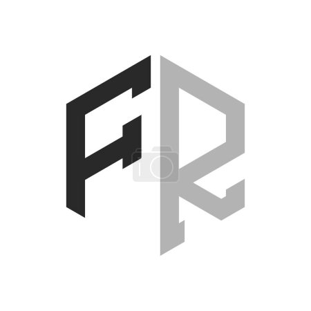 Moderno Único Hexágono Carta FR Logo Design Template. Elegante inicial FR Carta Logo Concepto