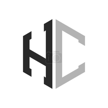 Modern Unique Hexagon Letter HC Logo Design Template. Elegant initial HC Letter Logo Concept