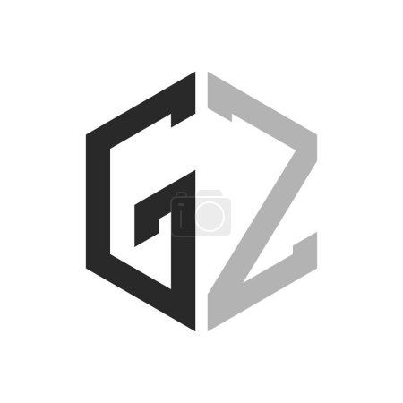 Modèle unique moderne de conception de logo d'hexagone de lettre de GZ. Élégant concept initial de logo de lettre GZ