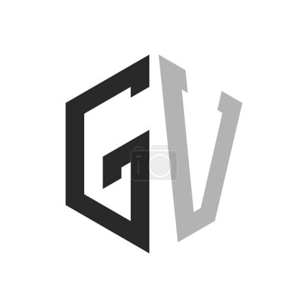 Modèle unique moderne de conception de logo de GV de lettre hexagonale. Élégant concept initial de logo de lettre GV
