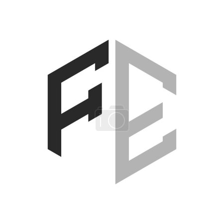 Modern Unique Hexagon Letter FE Logo Design Template. Elegant initial FE Letter Logo Concept