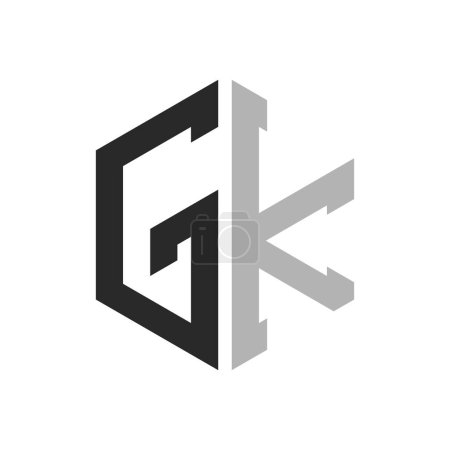 Modèle unique moderne de conception de logo d'hexagone de lettre GK. Élégant concept initial de logo de lettre GK