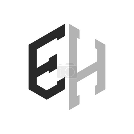 Modèle unique moderne de conception de logo d'EH de lettre d'hexagone. Élégant concept initial de logo de lettre EH