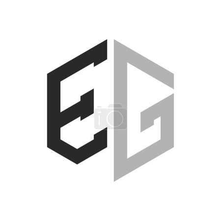Modèle unique moderne de conception de logo d'hexagone de lettre EG. Concept initial élégant de logo de lettre EG
