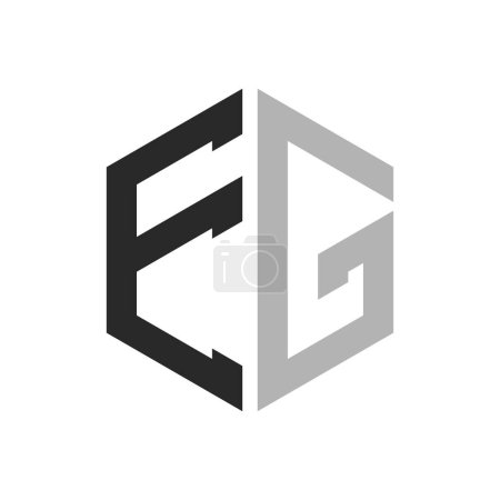 Modèle unique moderne de conception de logo d'hexagone de lettre EG. Concept initial élégant de logo de lettre EG
