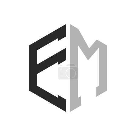 Modernes, einzigartiges Sechseck-Buchstaben-EM-Logo-Design-Vorlage. Elegantes Initial EM Letter Logo Konzept