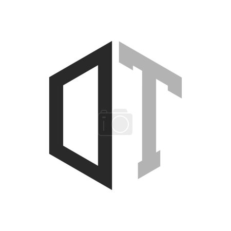 Moderno Único Hexágono Carta DT Logo Design Template. Elegante inicial DT Carta Logo Concepto