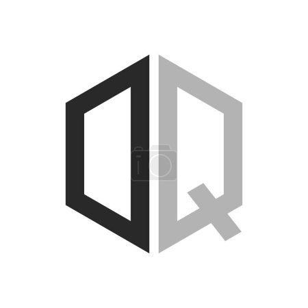 Modèle unique moderne de conception de logo de DQ de lettre d'hexagone. Élégant concept initial de logo de lettre DQ