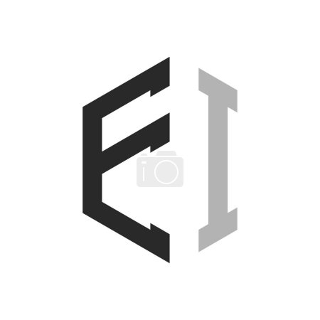 Téléchargez les illustrations : Modèle unique moderne de conception de logo d'IE de lettre d'hexagone. Élégant concept initial de logo de lettre d'assurance-emploi - en licence libre de droit