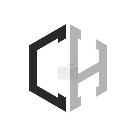 Modèle unique moderne de conception de logo CH lettre hexagone. Élégant concept initial de logo de la lettre CH
