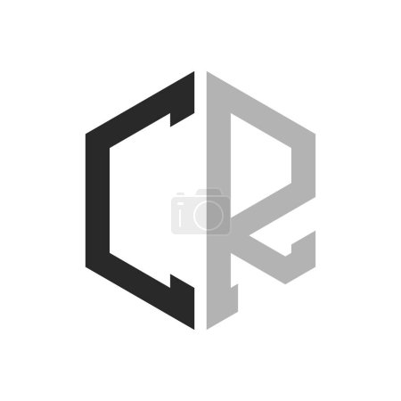 Modèle unique moderne de conception de logo CR lettre hexagone. Élégant concept initial de logo de lettre CR