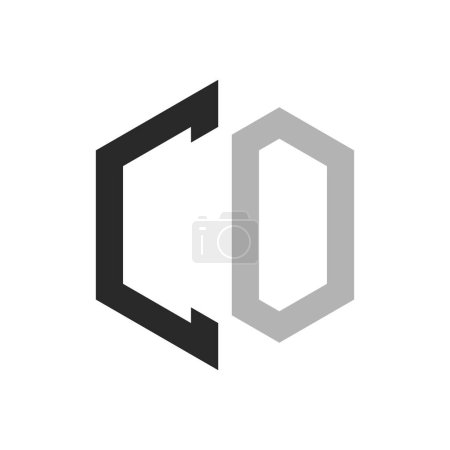 Modern Unique Hexagon Letter CO Logo Design Template. Elegant initial CO Letter Logo Concept