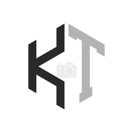 Modern Unique Hexagon Letter KT Logo Design Template. Elegant initial KT Letter Logo Concept