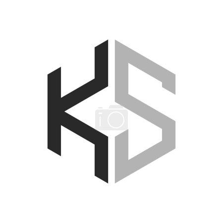 Modern Unique Hexagon Letter KS Logo Design Template. Elegant initial KS Letter Logo Concept