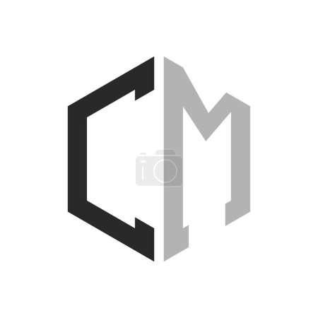 Plantilla única moderna del diseño del logotipo de la letra CM del hexágono. Elegante inicial CM Carta Logo Concepto