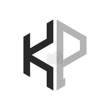 Modern Unique Hexagon Letter KP Logo Design Template. Elegant initial KP Letter Logo Concept