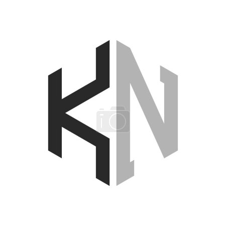 Modern Unique Hexagon Letter KN Logo Design Template. Elegant initial KN Letter Logo Concept