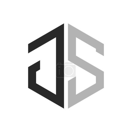 Modèle unique moderne de conception de logo de JS de lettre d'hexagone. Élégant concept initial de logo de lettre JS
