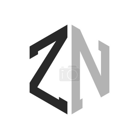Modern Unique Hexagon Letter ZN Logo Design Template. Elegant initial ZN Letter Logo Concept