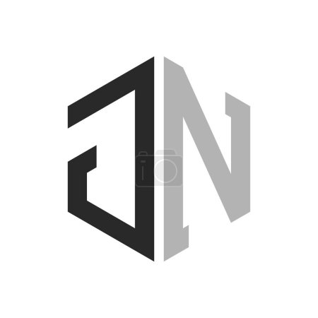 Modern Unique Hexagon Letter JN Logo Design Template. Elegant initial JN Letter Logo Concept