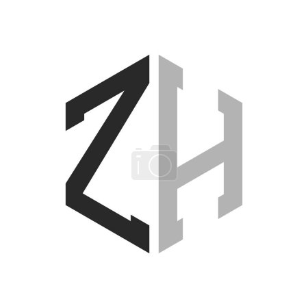 Modern Unique Hexagon Letter ZH Logo Design Template. Elegant initial ZH Letter Logo Concept