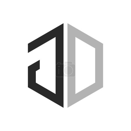 Plantilla única moderna del diseño del logotipo de la letra JD del hexágono. Elegante inicial JD Carta Logo Concepto