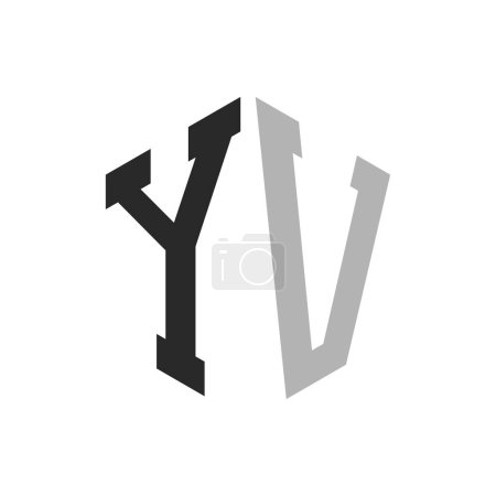 Modern Unique Hexagon Letter YV Logo Design Template. Elegant initial YV Letter Logo Concept