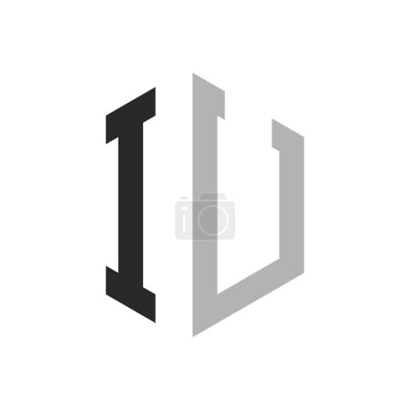 Modèle unique moderne de conception de logo d'IU de lettre d'hexagone. Concept initial élégant de logo de lettre d'UI