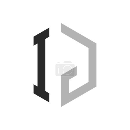 Modèle unique moderne de conception de logo d'IJ de lettre d'hexagone. Élégant concept initial de logo de lettre d'IJ