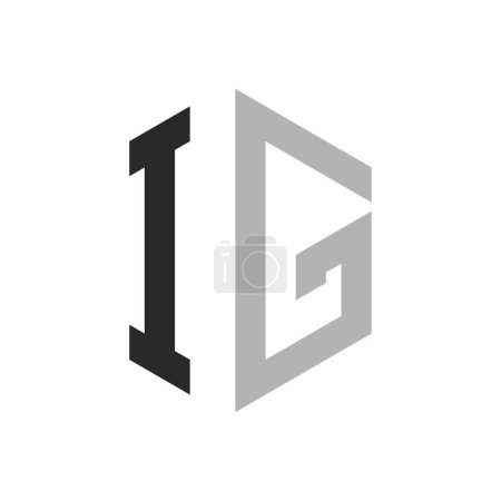 Plantilla de diseño de logotipo IG de letra hexagonal única moderna. Elegante inicial IG Carta Logo Concepto