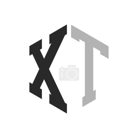 Modern Unique Hexagon Letter XT Logo Design Template. Elegant initial XT Letter Logo Concept