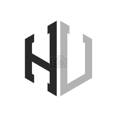 Moderne Unique Hexagon Letter HU Logo Design Template. Elegantes Initial HU Letter Logo Konzept