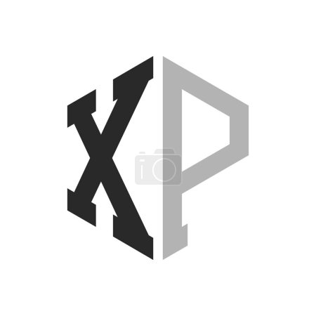 Modèle unique moderne de conception de logo d'hexagone de lettre XP. Concept initial élégant de logo de lettre XP