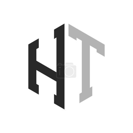 Modern Unique Hexagon Letter HT Logo Design Template. Elegant initial HT Letter Logo Concept