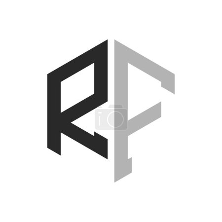 Modern Unique Hexagon Letter RF Logo Design Template. Elegant initial RF Letter Logo Concept