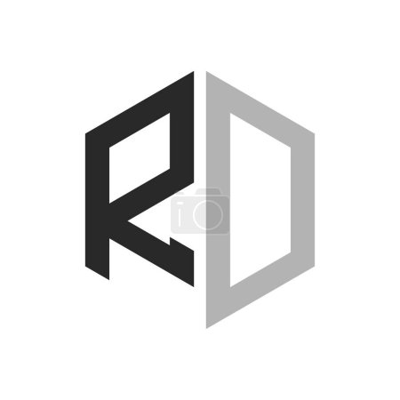 Modern Unique Hexagon Letter RD Logo Design Template. Elegant initial RD Letter Logo Concept