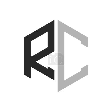 Moderno Único Hexágono Carta RC Logo Design Template. Elegante inicial RC Carta Logo Concepto