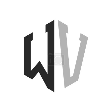 Modern Unique Hexagon Letter WV Logo Design Template. Elegant initial WV Letter Logo Concept
