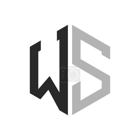 Modèle unique moderne de conception de logo d'hexagone de lettre WS. Concept initial élégant de logo de lettre de WS