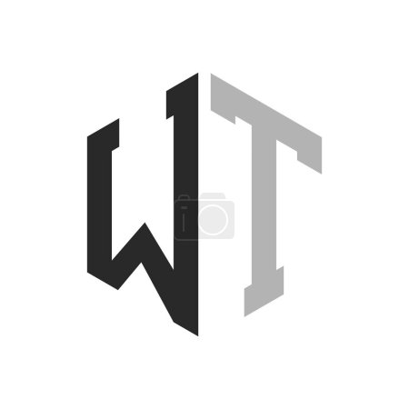 Modern Unique Hexagon Letter WT Logo Design Template. Elegant initial WT Letter Logo Concept