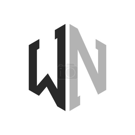 Modern Unique Hexagon Letter WN Logo Design Template. Elegant initial WN Letter Logo Concept