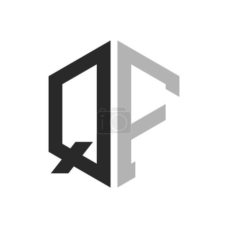 Modèle unique moderne de conception de logo de QF de lettre d'hexagone. Élégant concept initial de logo de lettre de QF