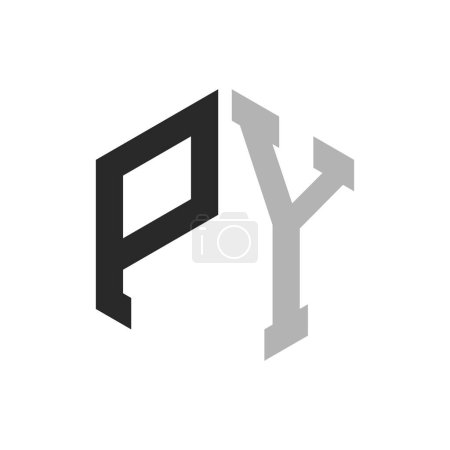 Modèle unique moderne de conception de logo de PY de lettre d'hexagone. Élégant concept initial du logo de la lettre PY