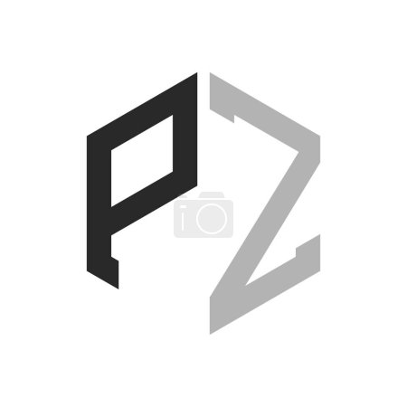 Modern Unique Hexagon Letter PZ Logo Design Template. Elegant initial PZ Letter Logo Concept