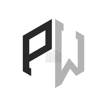 Modèle unique moderne de conception de logo de PW de lettre d'hexagone. Concept initial élégant de logo de lettre de PG