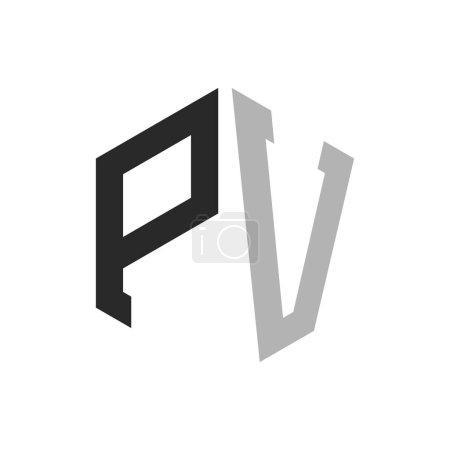 Modern Unique Hexagon Letter PV Logo Design Template. Elegant initial PV Letter Logo Concept