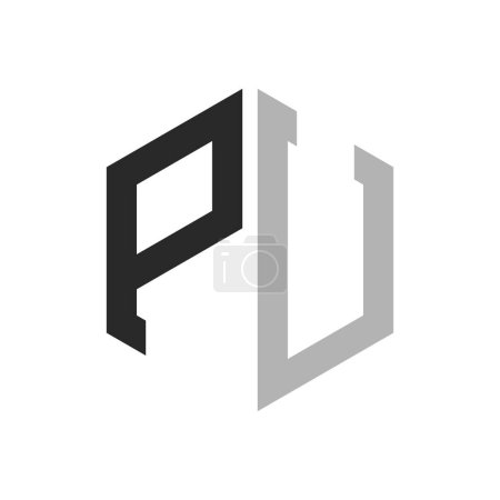 Moderne einzigartige Hexagon Letter PU Logo Design Template. Elegantes anfängliches PU Letter Logo Konzept