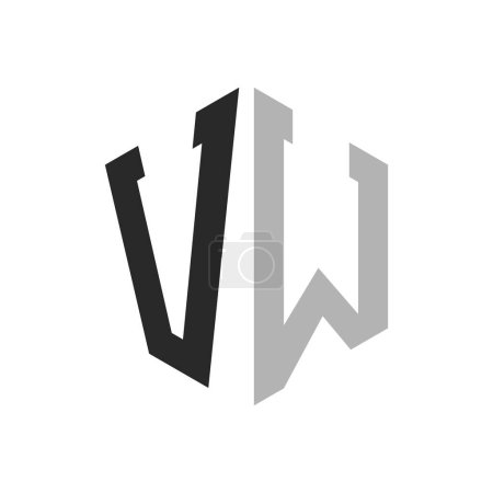Modern Unique Hexagon Letter VW Logo Design Template. Elegant initial VW Letter Logo Concept